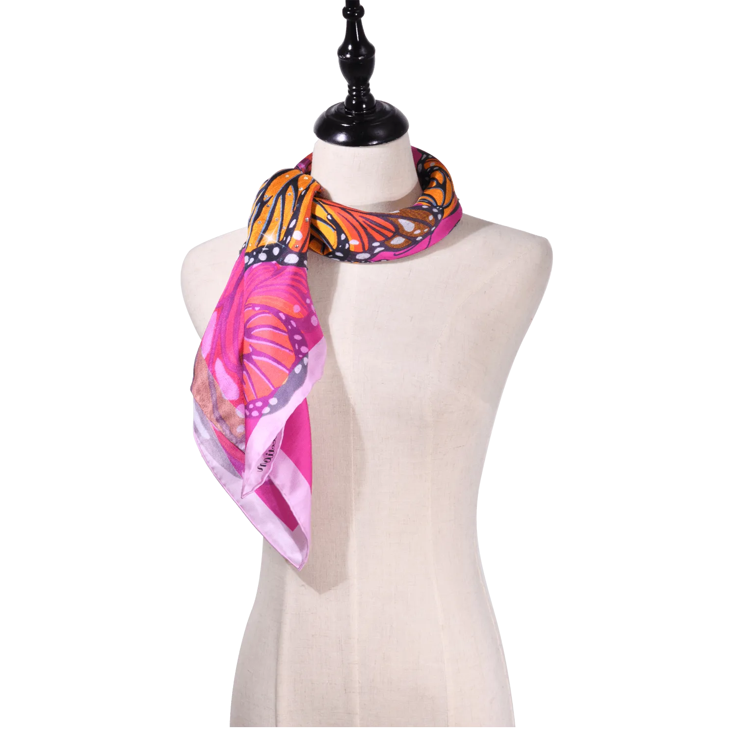 【BUTTERFLY】100% Silk Scarf with Crystals　